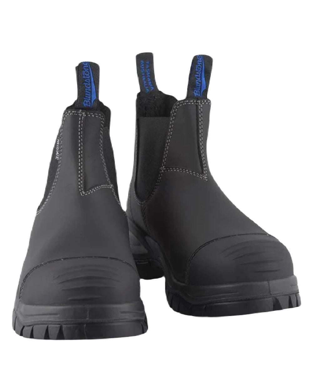 Black coloured Blundstone 910 Black Platinum Safety Boots on white background 