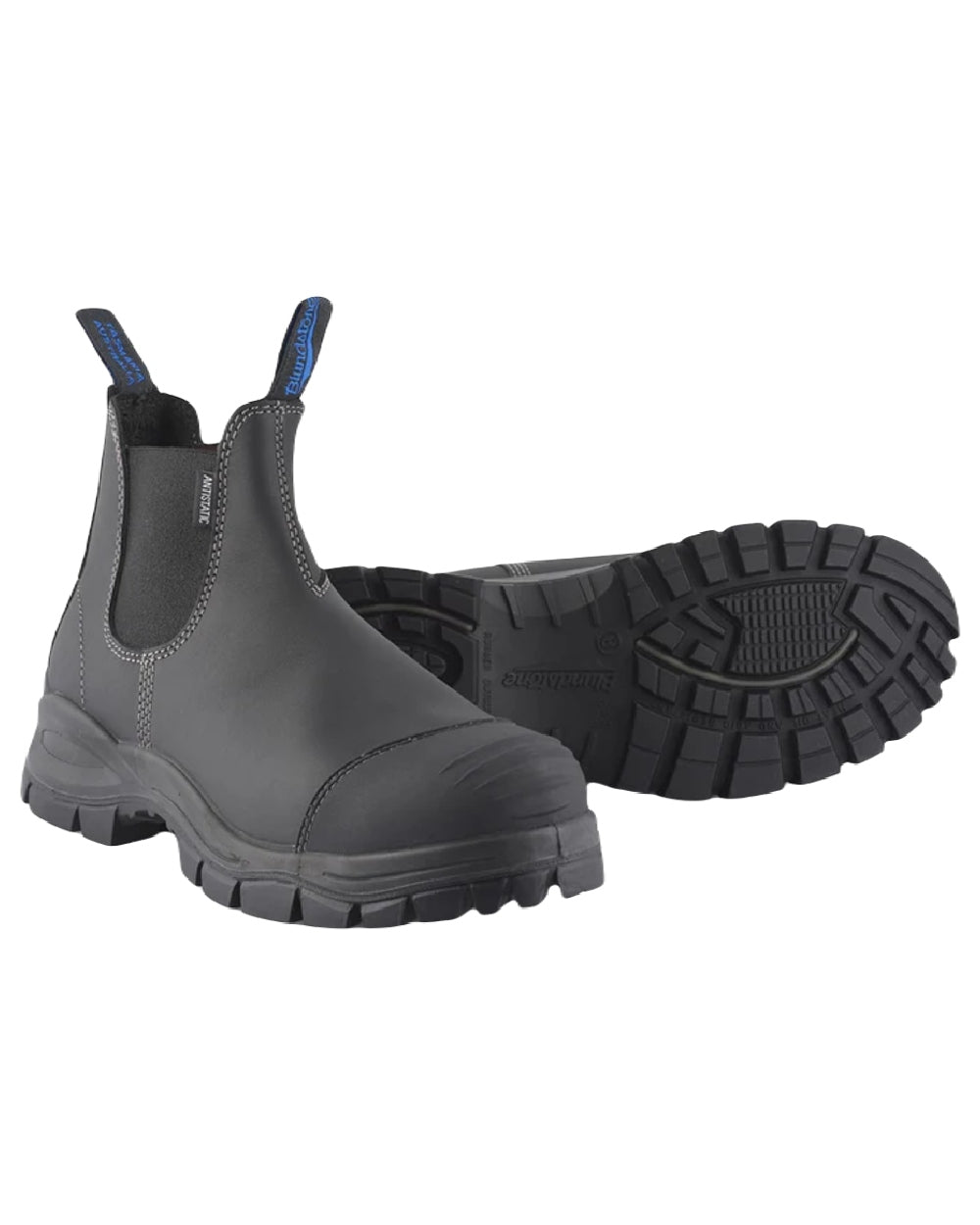 Black coloured Blundstone 910 Black Platinum Safety Boots on white background 