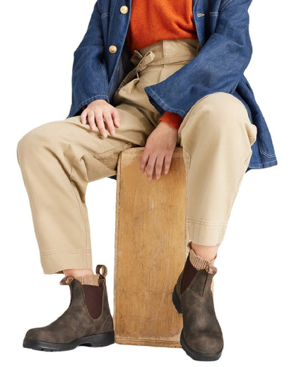 Rustic Brown coloured Blundstone Classic 585 Chelsea Boots on white background 