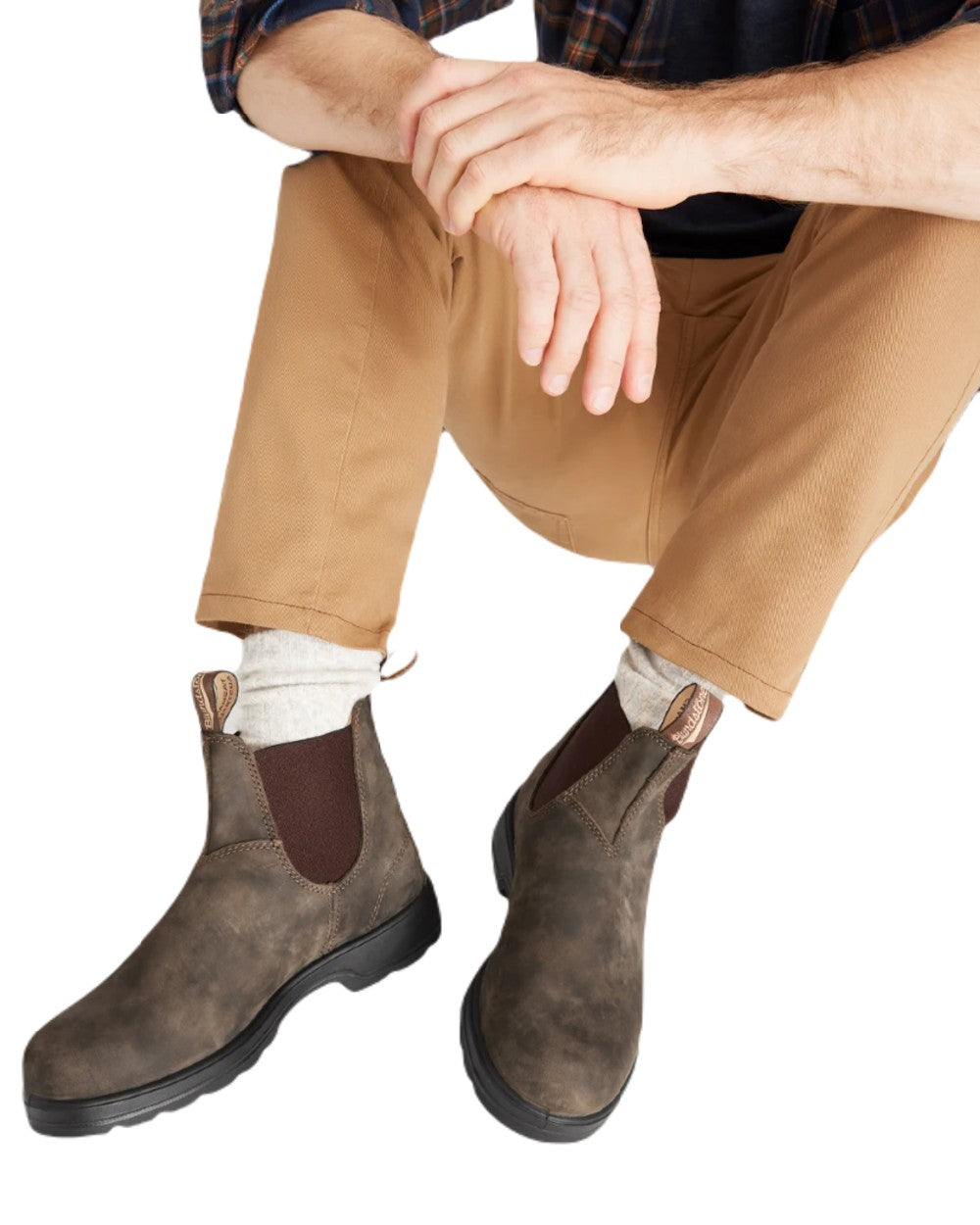 Rustic Brown coloured Blundstone Classic 585 Chelsea Boots on white background 