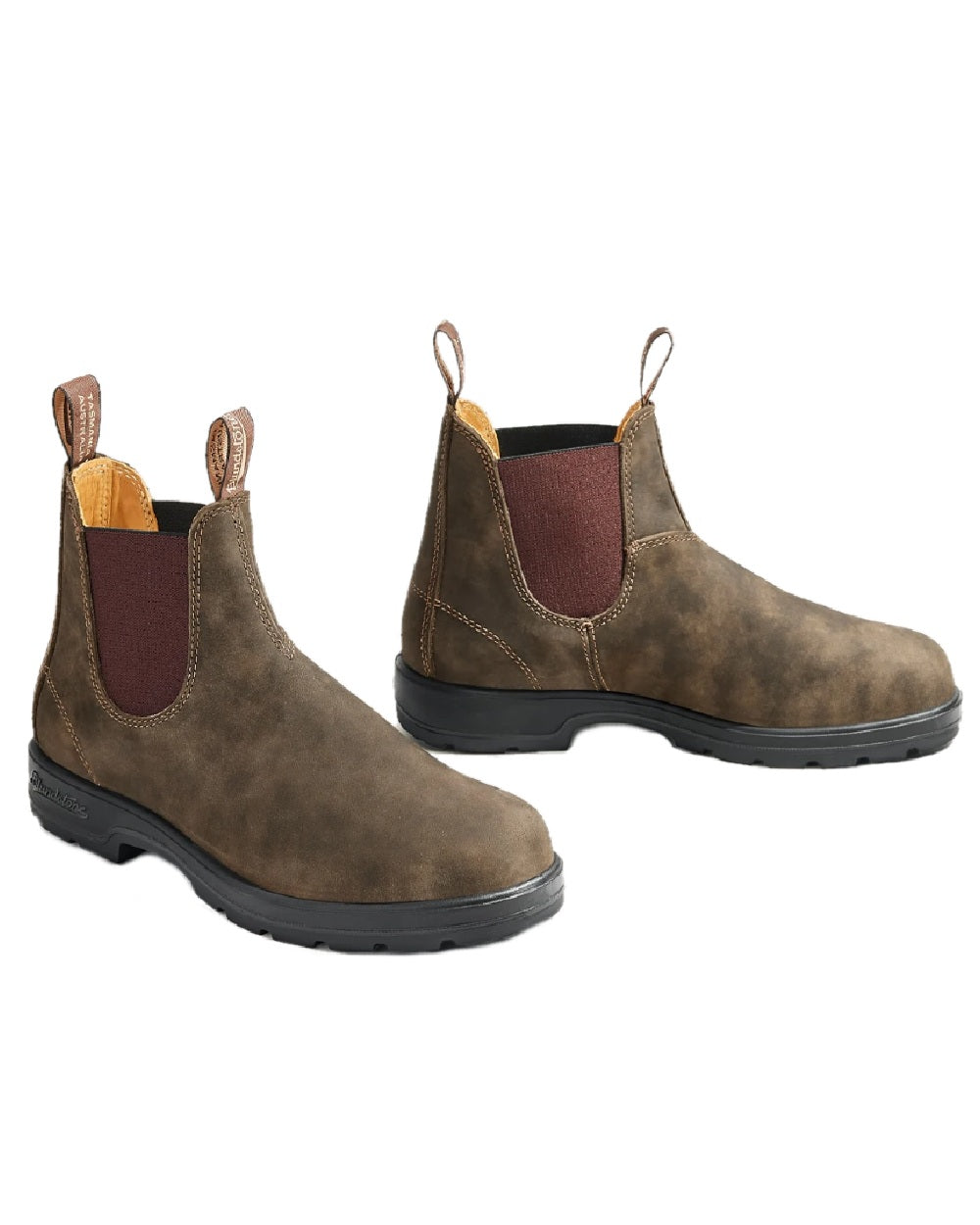 Rustic Brown coloured Blundstone Classic 585 Chelsea Boots on white background 