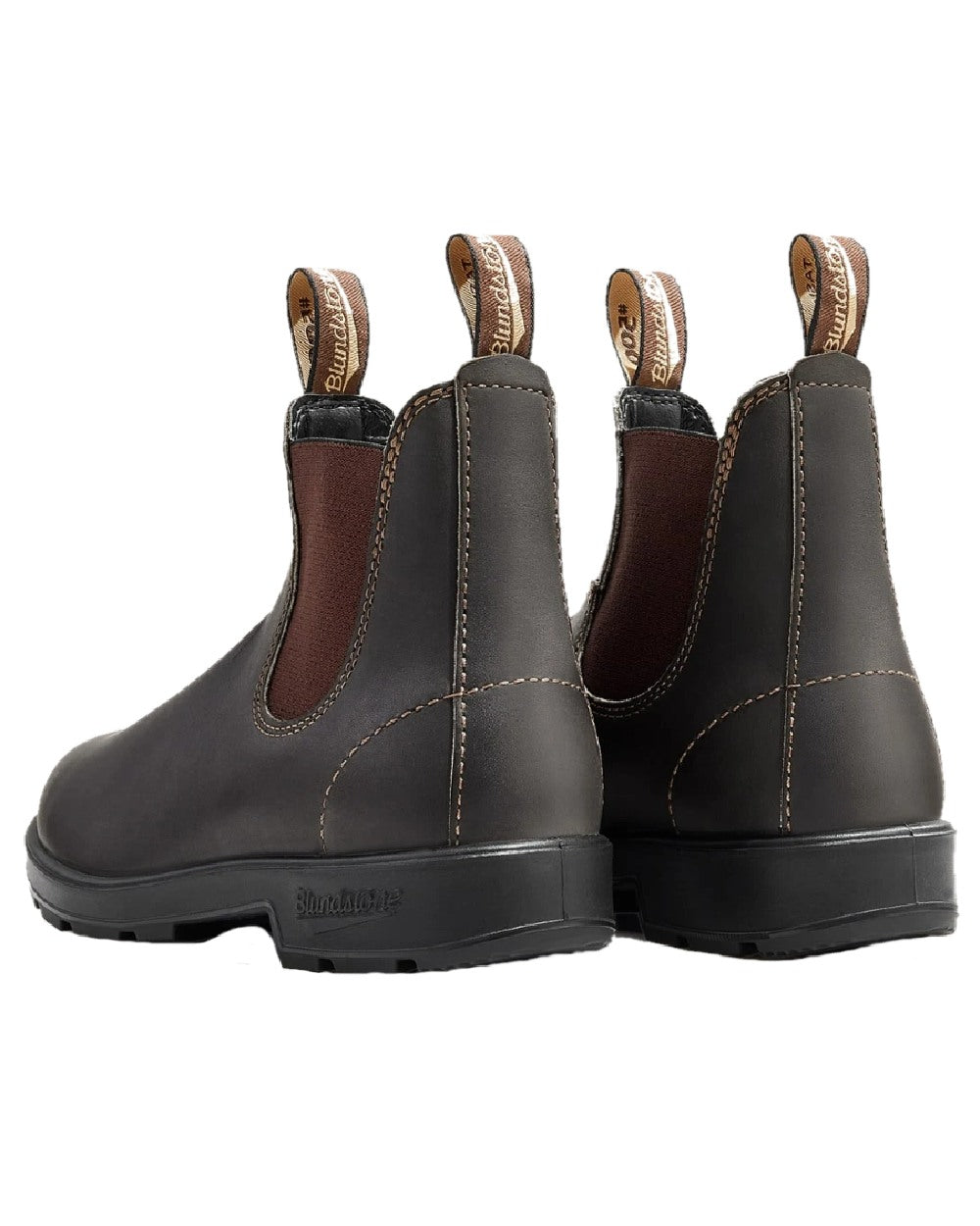 Stout Brown coloured Blundstone Original 500 Chelsea Boots on white background 