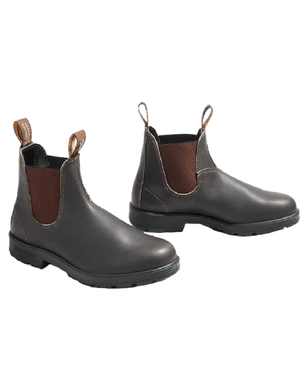 Stout Brown coloured Blundstone Original 500 Chelsea Boots on white background 