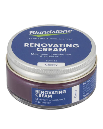 Cherry Coloured Blundstone Renovating Cream on white background 