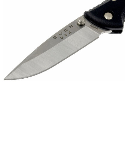 Black coloured Buck 284 Bantam BBW Knife on white background 