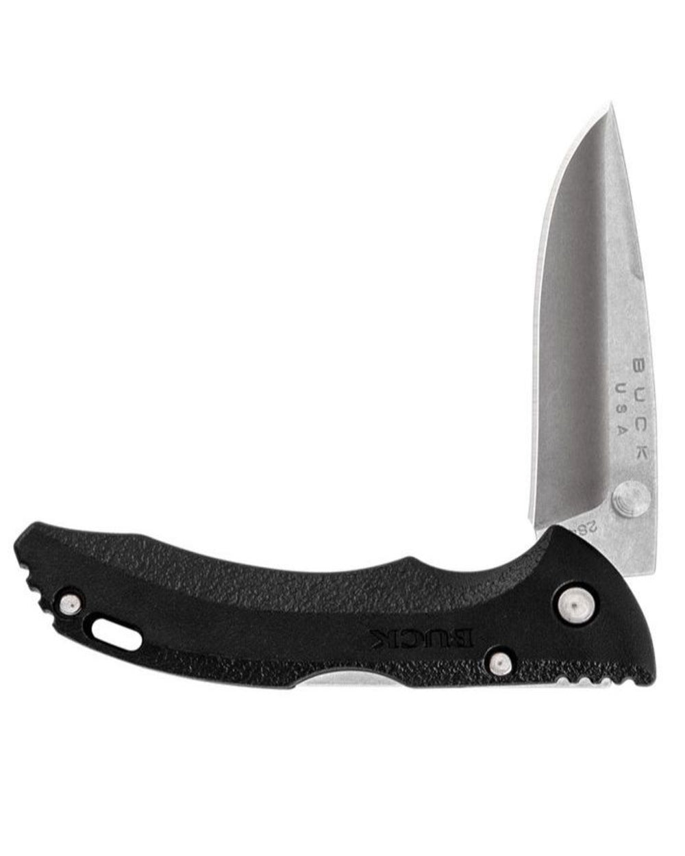 Black coloured Buck Bantam BHW Knife on white background 