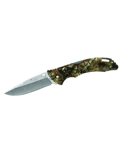 Green Camo coloured Buck Bantam BHW Knife on white background 