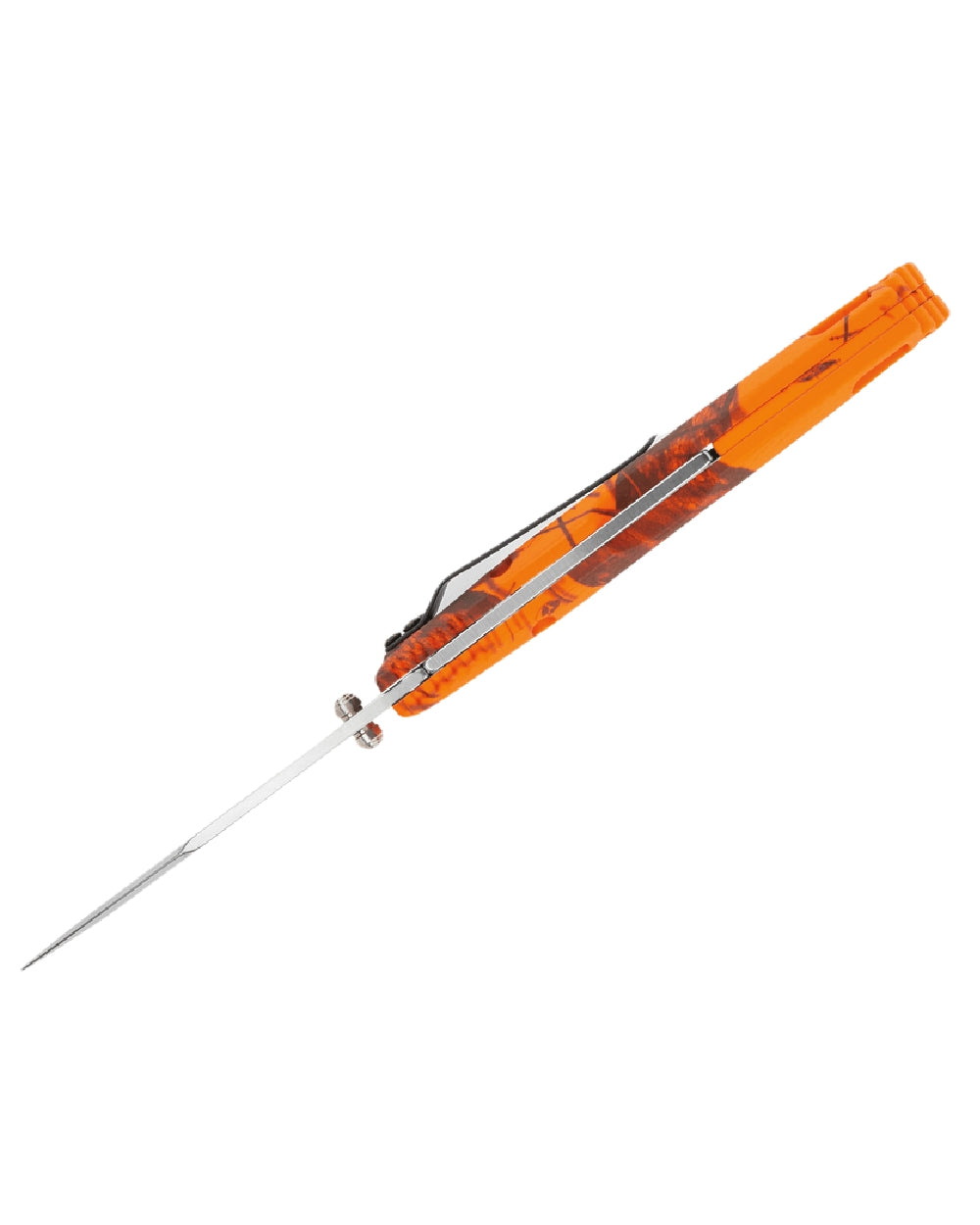 Orange Camo coloured Buck Bantam BHW Knife on white background 