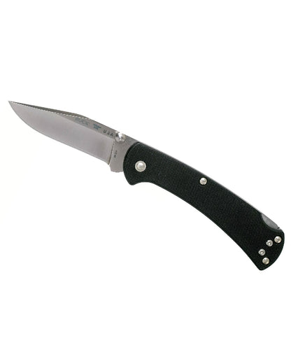 Black coloured Buck Ranger Pro Slim Knife on white background 