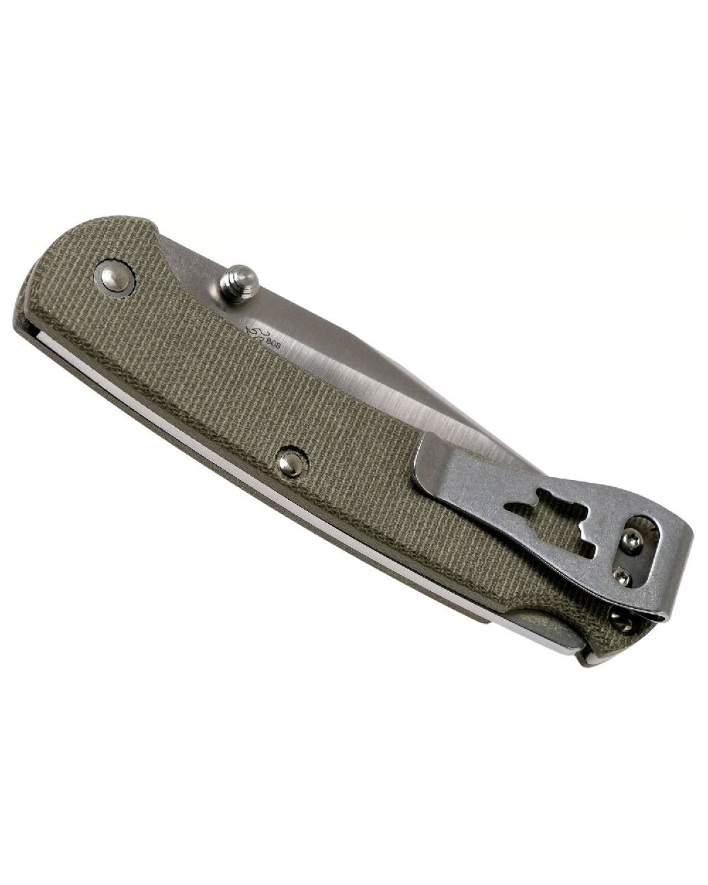 Green coloured Buck Ranger Pro Slim Knife on white background 