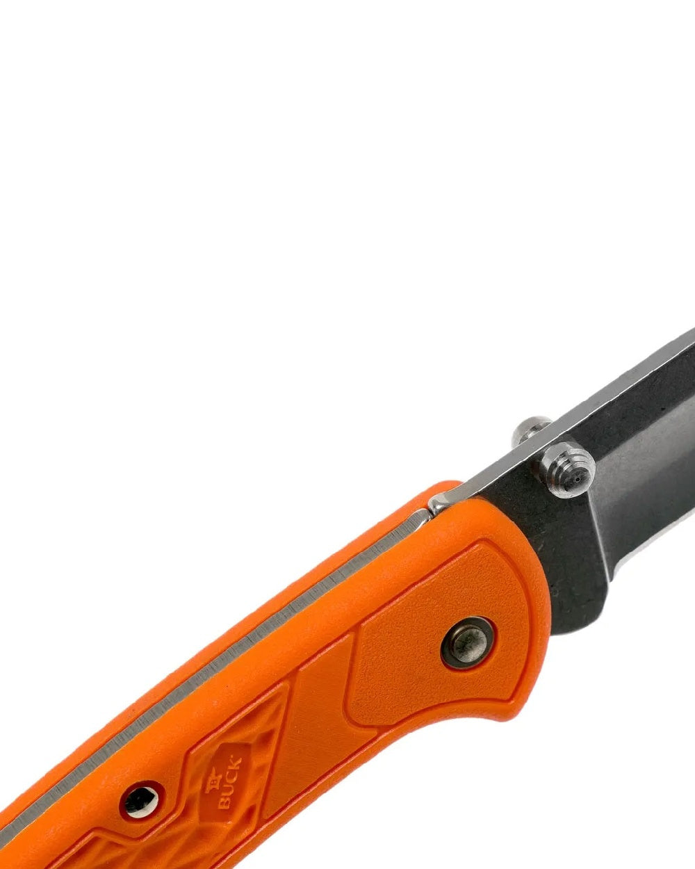 Orange coloured Buck Ranger Slim Select Knife on white background 