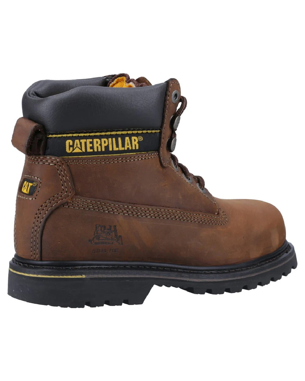 Brown coloured Caterpillar Holton SB Leather Safety Boot on white background 