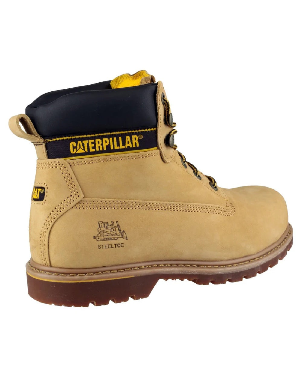 Honey coloured Caterpillar Holton SB Leather Safety Boot on white background 