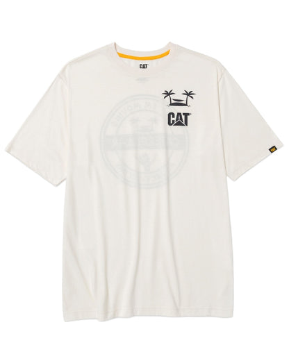 Vanilla Coloured Caterpillar Mens Graphic Tee on white background
