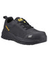 Black Coloured Caterpillar Mens Inductor Mesh Low Safety Trainer on white background 