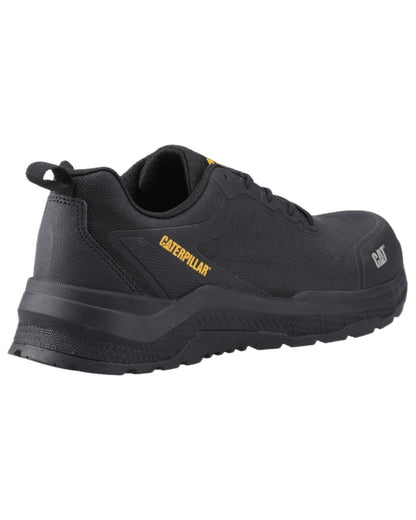 Black Coloured Caterpillar Mens Inductor Mesh Low Safety Trainer on white background 