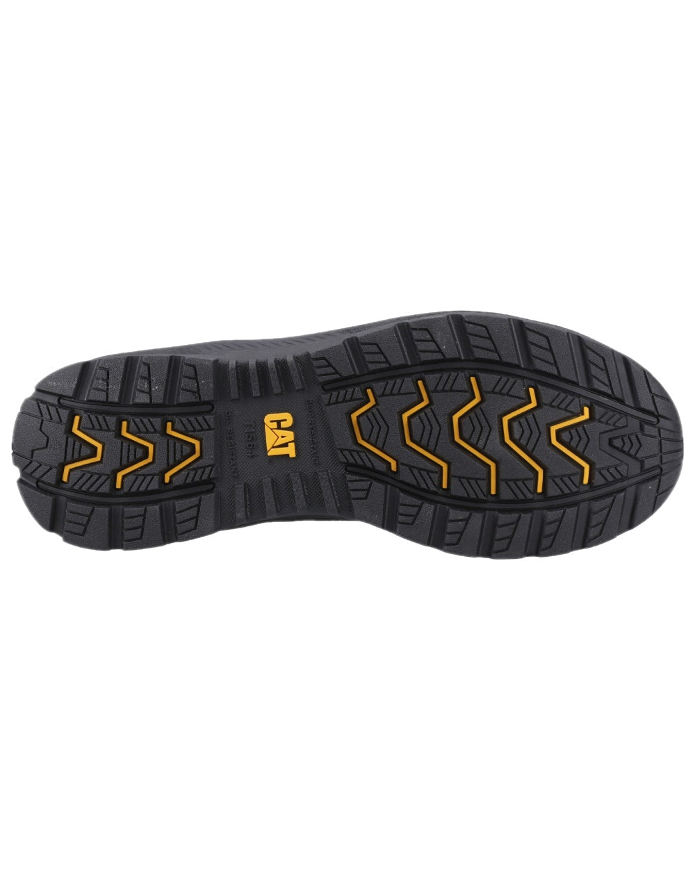 Black Coloured Caterpillar Mens Inductor Mesh Low Safety Trainer on white background 