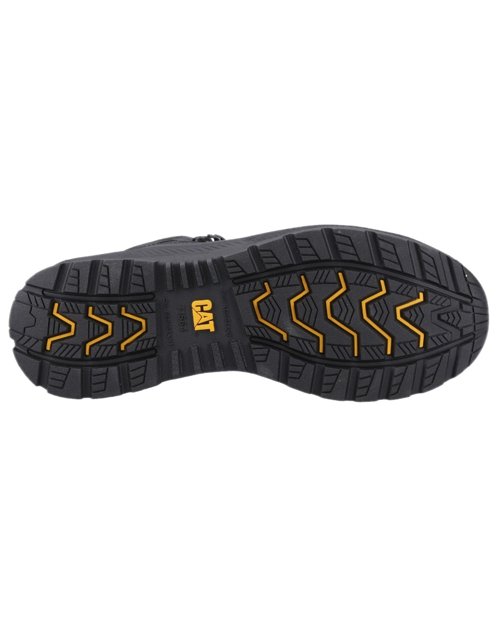 Black Coloured Caterpillar Mens Inductor Mesh Mid Safety Boots on white background 