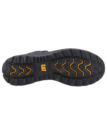 Black Coloured Caterpillar Mens Inductor Mesh Mid Safety Boots on white background 