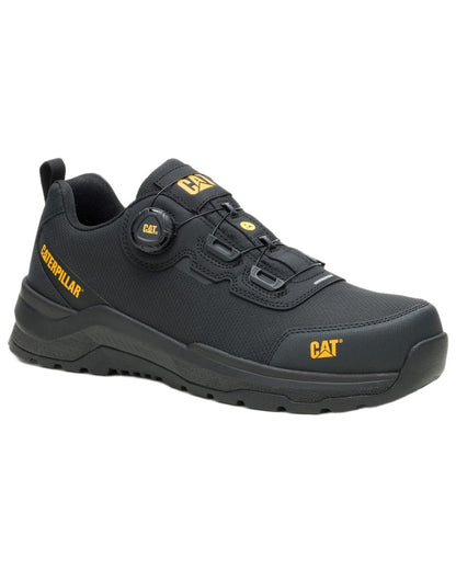 Black Coloured Caterpillar Mens Inductor Tech Low Safety Trainers on white background 