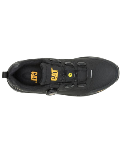 Black Coloured Caterpillar Mens Inductor Tech Low Safety Trainers on white background 