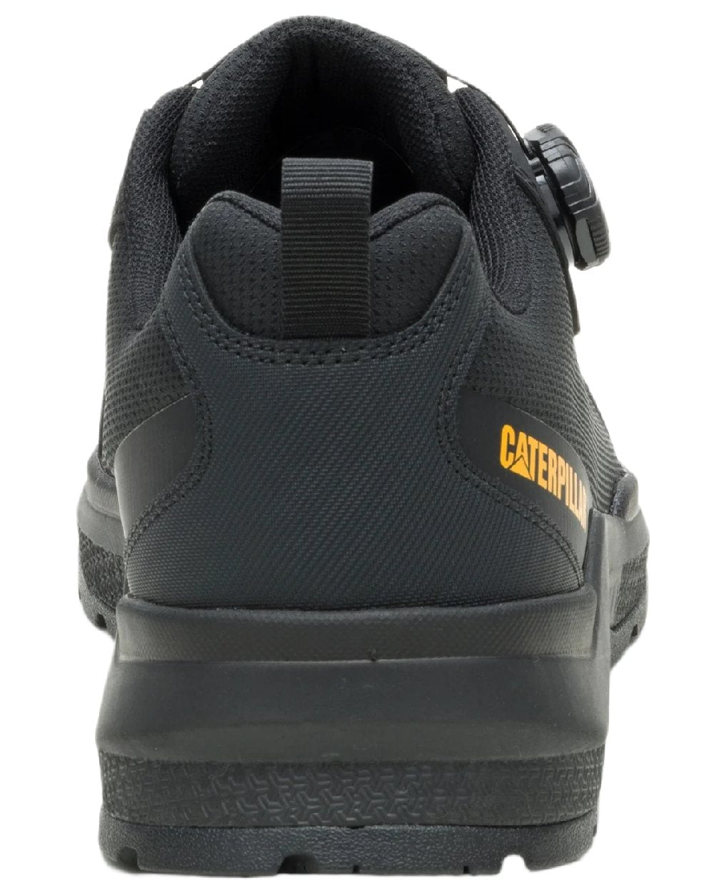 Black Coloured Caterpillar Mens Inductor Tech Low Safety Trainers on white background 