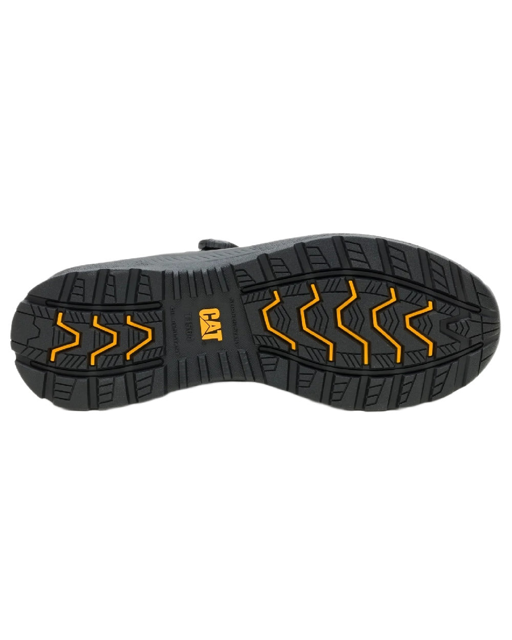 Black Coloured Caterpillar Mens Inductor Tech Low Safety Trainers on white background 