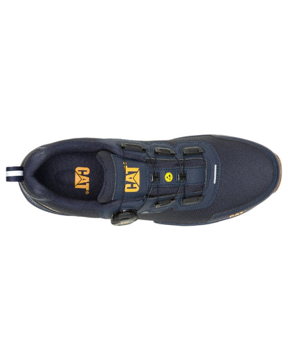 Navy Coloured Caterpillar Mens Inductor Tech Low Safety Trainers on white background 