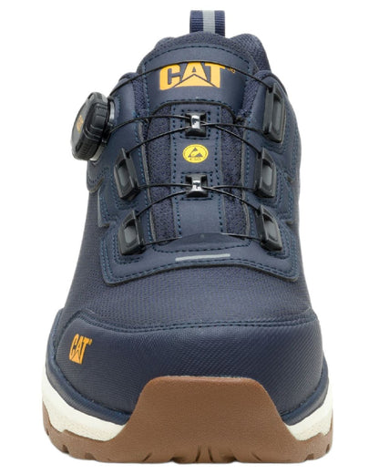 Navy Coloured Caterpillar Mens Inductor Tech Low Safety Trainers on white background 