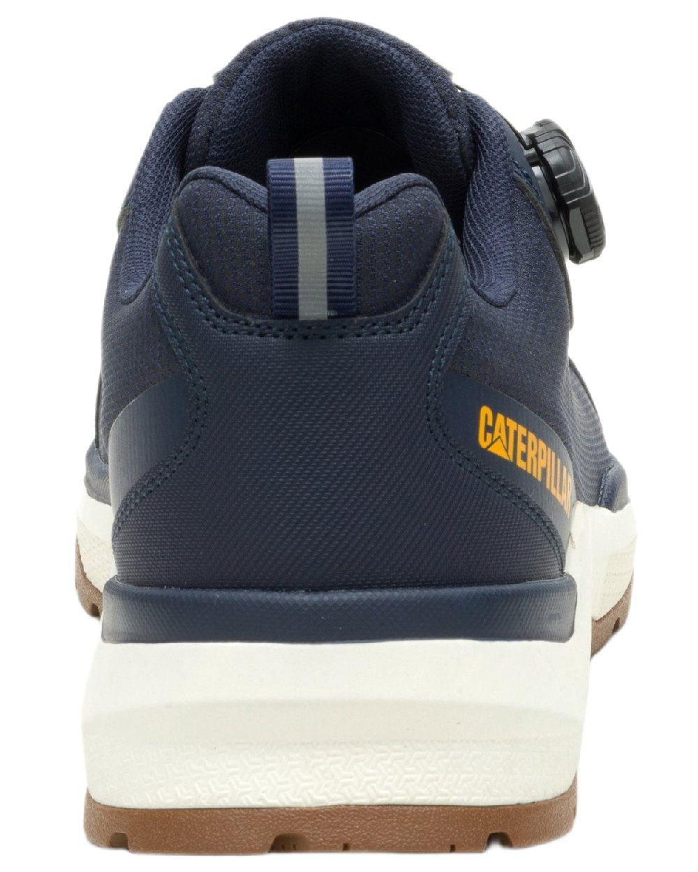 Navy Coloured Caterpillar Mens Inductor Tech Low Safety Trainers on white background 