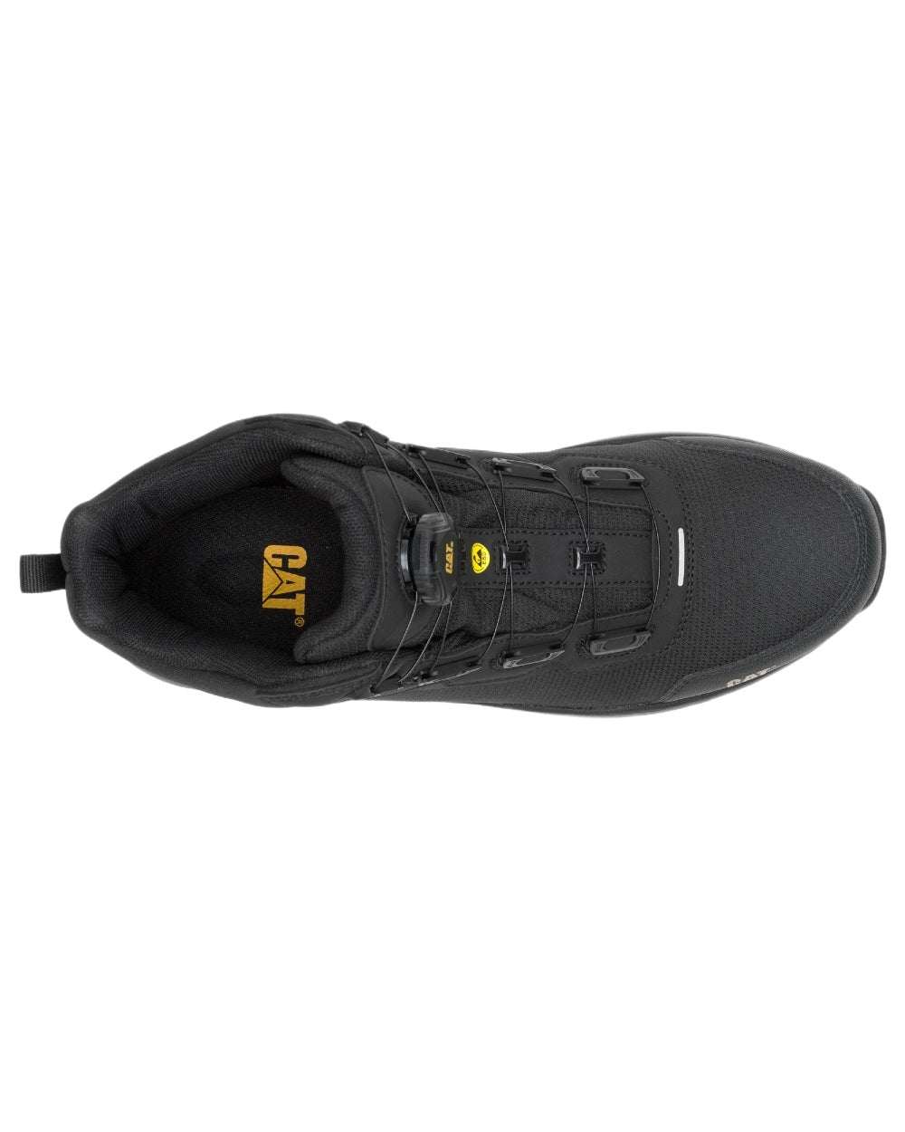 Black Coloured Caterpillar Mens Inductor Tech Mid Safety Boots on white background 