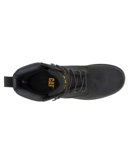 Black Coloured Caterpillar Mens Silva Lace Up Occupational Work Boots on white background 