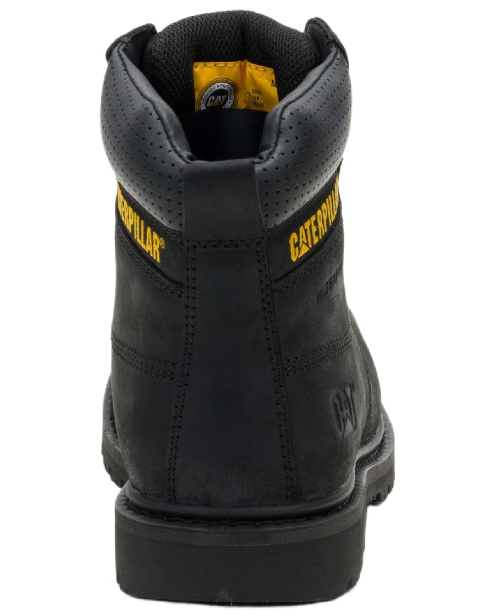 Black Coloured Caterpillar Mens Silva Lace Up Occupational Work Boots on white background 