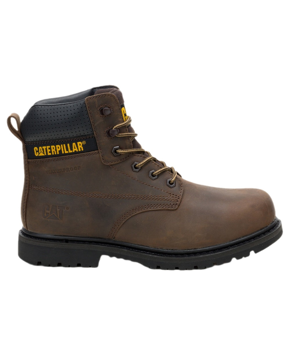 Brown Coloured Caterpillar Mens Silva Lace Up Occupational Work Boots on white background 