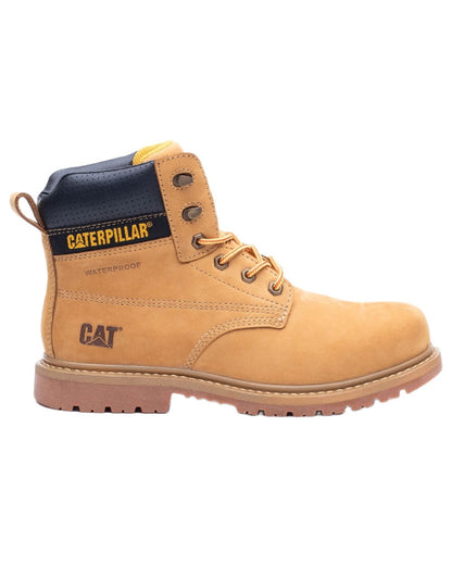 Honey Coloured Caterpillar Mens Silva Lace Up Occupational Work Boots on white background 