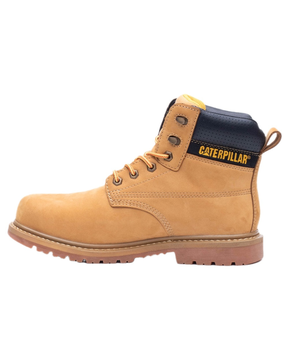 Honey Coloured Caterpillar Mens Silva Lace Up Occupational Work Boots on white background 