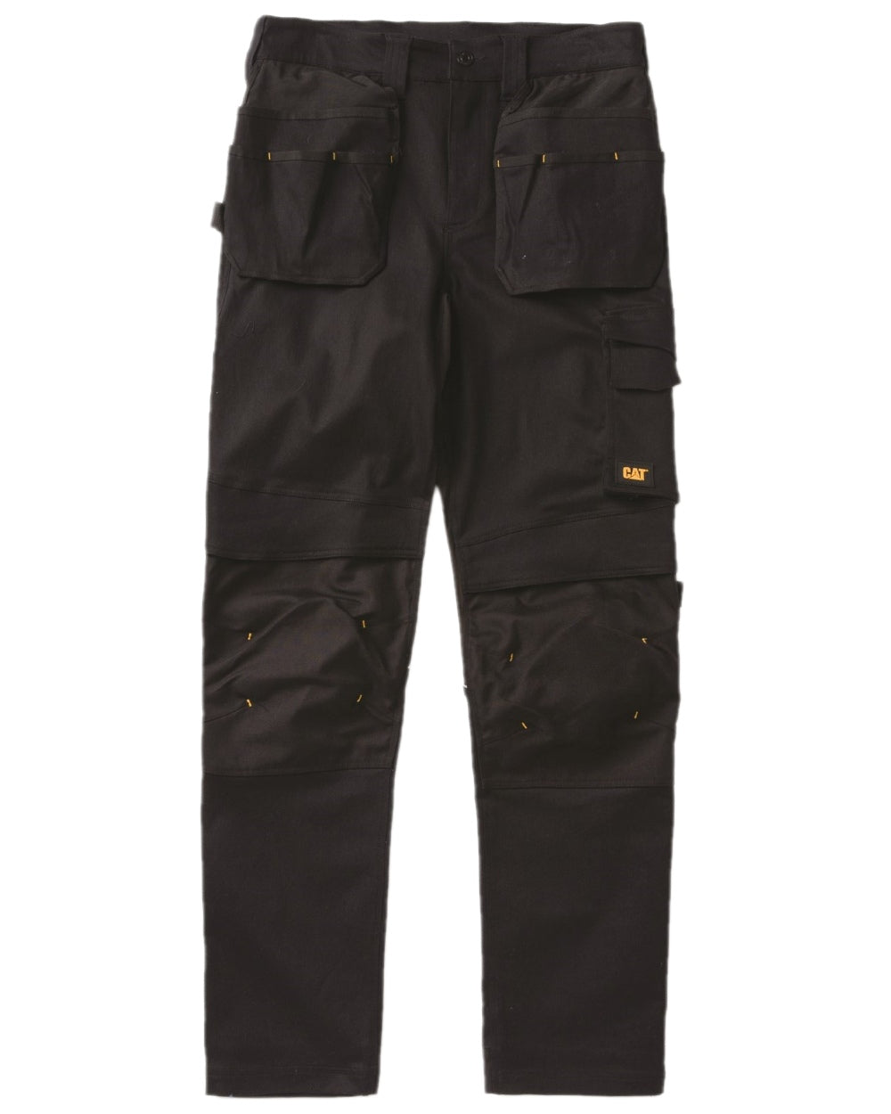 Black Coloured Caterpillar Mens Tech Pro Holster Pocket Trousers on white background 