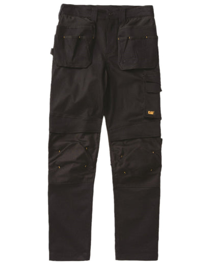 Black Coloured Caterpillar Mens Tech Pro Holster Pocket Trousers on white background 