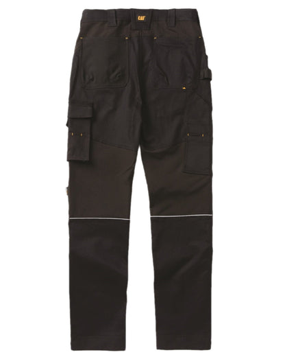 Black Coloured Caterpillar Mens Tech Pro Holster Pocket Trousers on white background 
