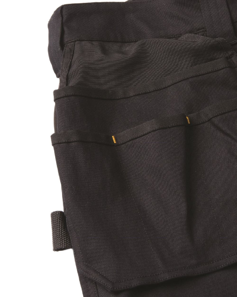 Black Coloured Caterpillar Mens Tech Pro Holster Pocket Trousers on white background 
