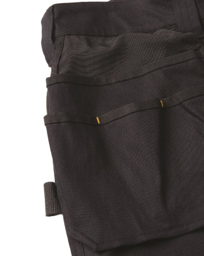 Black Coloured Caterpillar Mens Tech Pro Holster Pocket Trousers on white background 