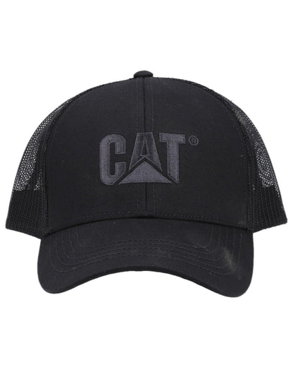 Black Coloured Caterpillar Raised Logo Cap on white background 