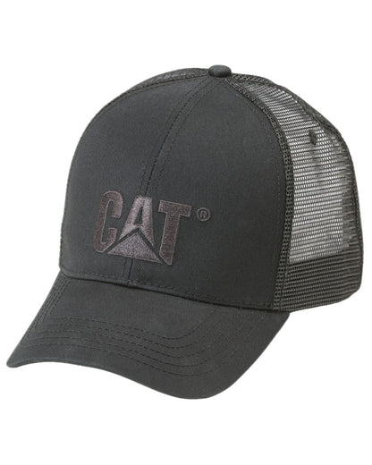 Black Coloured Caterpillar Raised Logo Cap on white background 