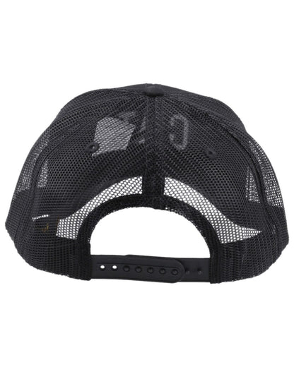 Black Coloured Caterpillar Raised Logo Cap on white background 
