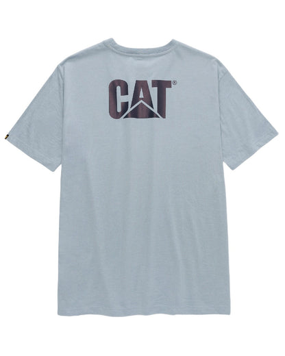 Blue Fog Heather Coloured Caterpillar Trademark Tee on white background 