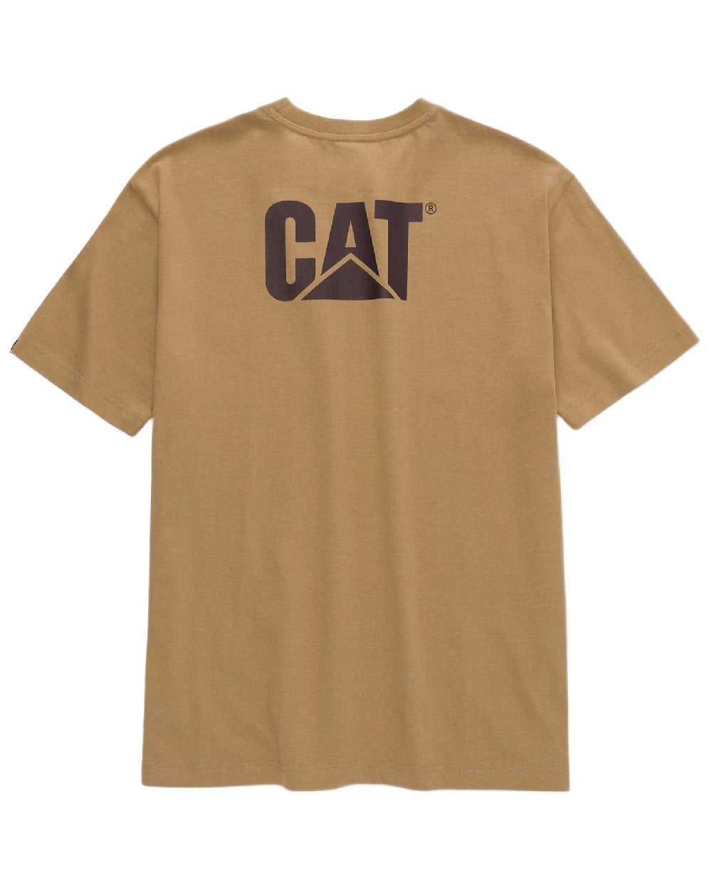 Khaki Coloured Caterpillar Trademark Tee on white background 