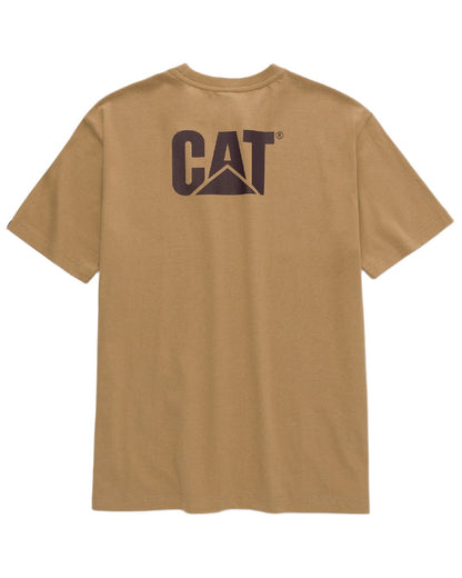 Khaki Coloured Caterpillar Trademark Tee on white background 