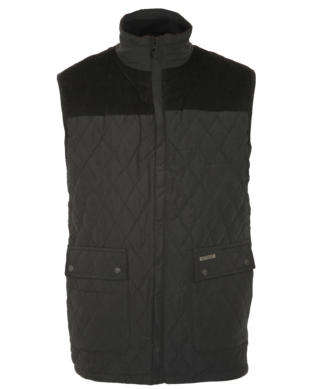 Black coloured Champion Arundel Diamond Quilted Bodywarmer on white background 