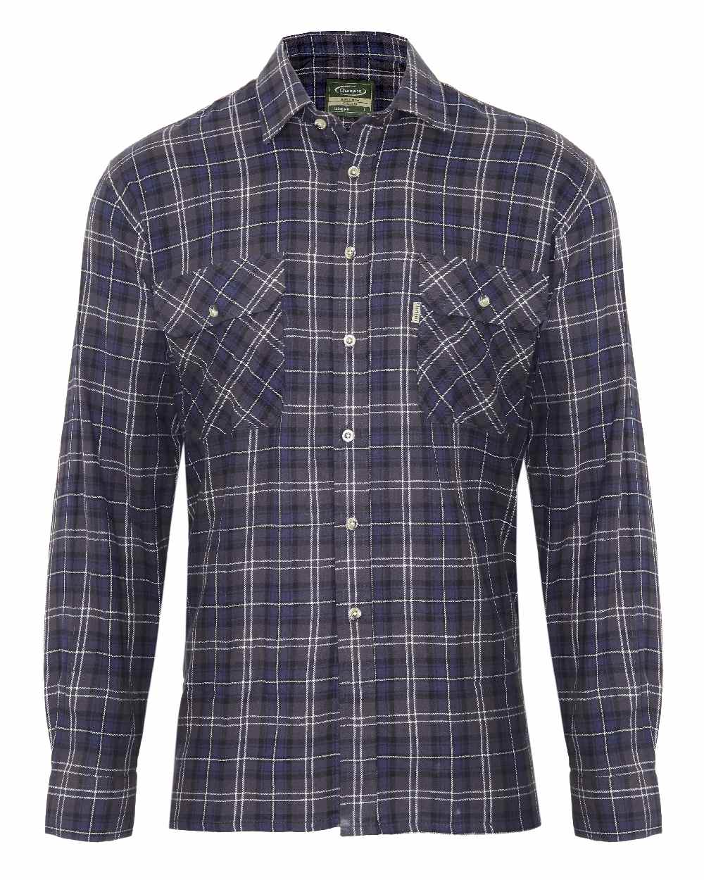 Blue coloured Champion Kilbeggan Tartan Shirt on white background 