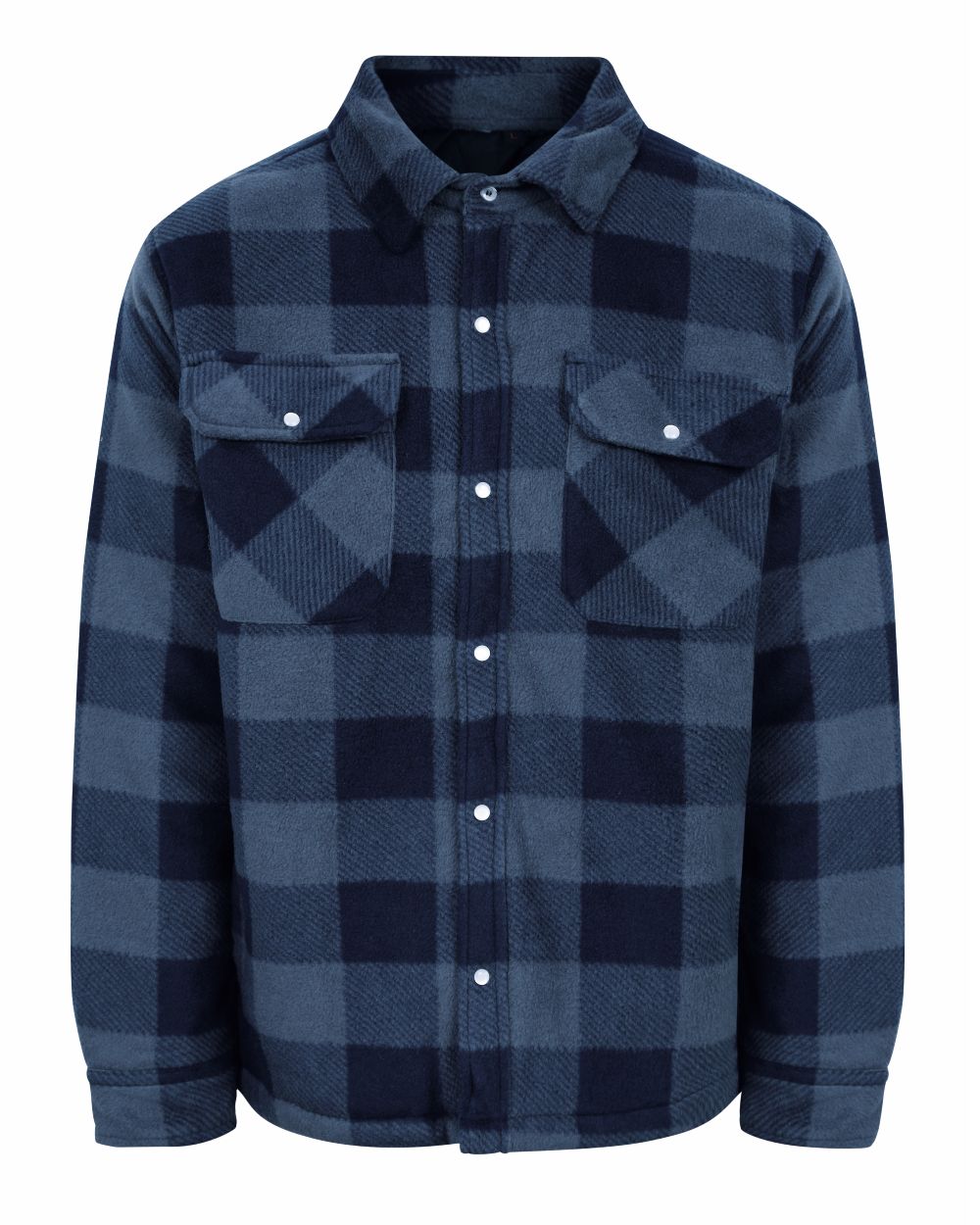 Blue coloured Champion Kinross Padded Fleece Lumberjack Shirt on white background 